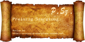 Preiszig Szergiusz névjegykártya
